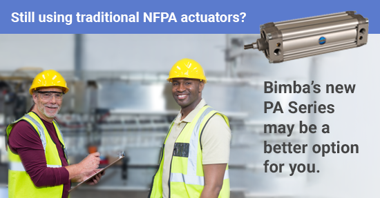 Bimba's New PA Series is a Low Cost Upgrade to Traditional NFPA Actuators